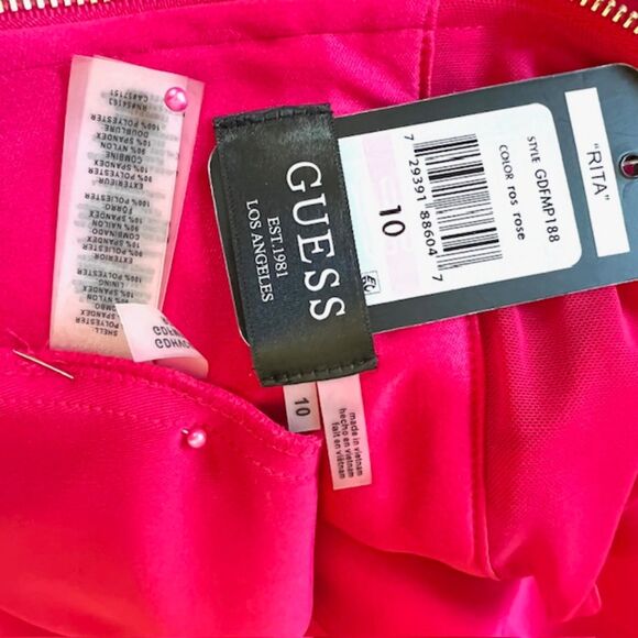 NWT GUESS "RITA" ROSE RED SKATER DRESS MESH CUTOUTS SIZE 10 - Picture 12 of 12